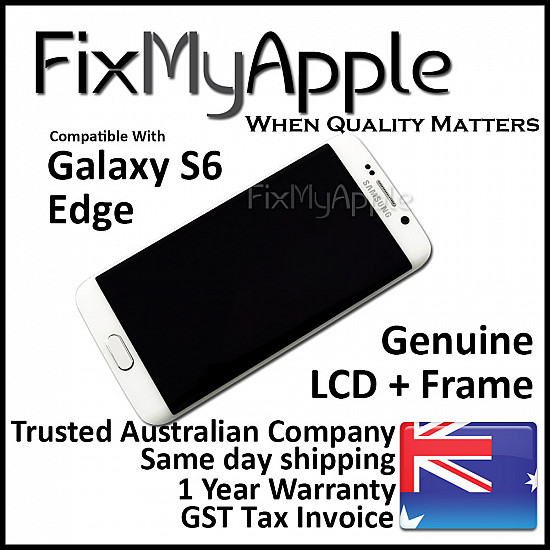 Samsung Galaxy S6 Edge LCD Touch Screen Digitizer Assembly with Frame - White Pearl [Full OEM]